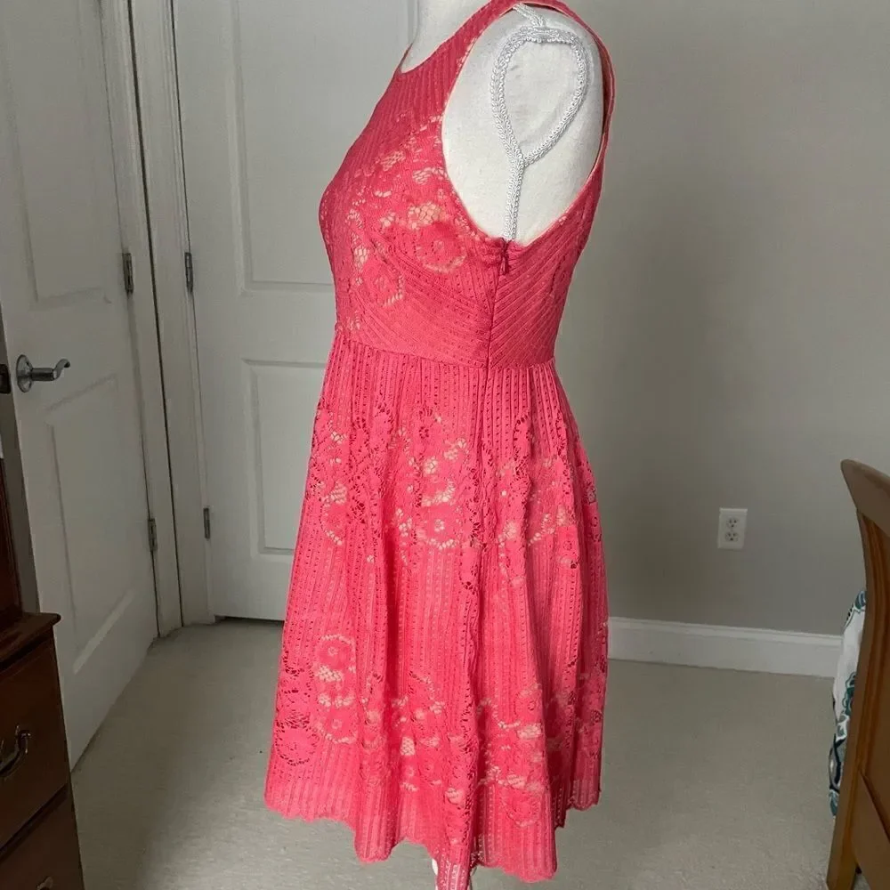 NWOT Free People Rocco Coral Pink Lace Babydoll Dress